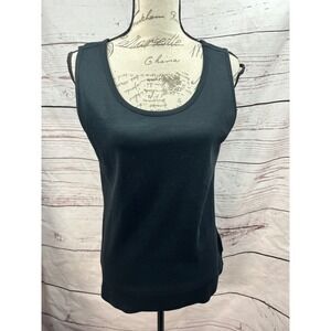 Lands End Black Scoop Neck Tank Top Women's‎ Medium M Basic Essential Layering